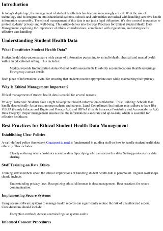 Best Practices for Ethical Student Health Data Management