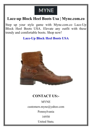 Lace-up Block Heel Boots Usa | Myne.com.co