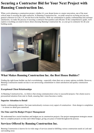 securing a contractor bid for your next project