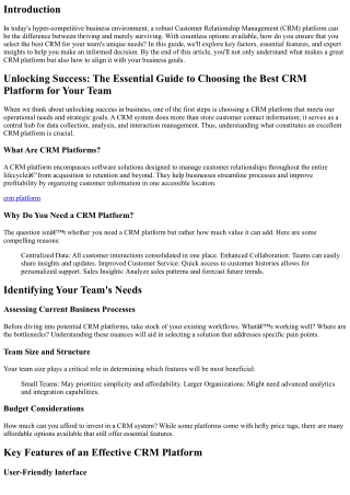 Unlocking Success: The Essential Guide to Choosing the Best CRM Platform for You
