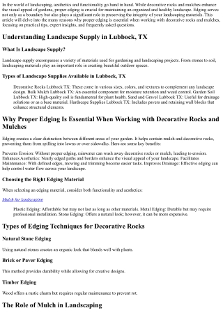 Why Proper Edging Is Essential When Working with Decorative Rocks and Mulches