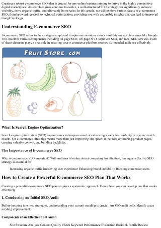 creating a robust e commerce seo plan is crucial