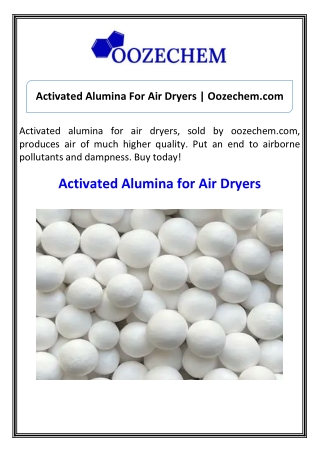 Activated Alumina For Air Dryers  Oozechem.com