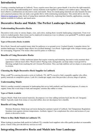 Decorative Rocks and Mulch: The Perfect Landscape Duo in Lubbock