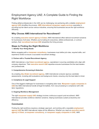 Employment Agency UAE_ A Complete Guide to Finding the Right Workforce
