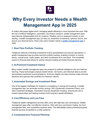 Why Every Investor Needs a Wealth Management App in 2025