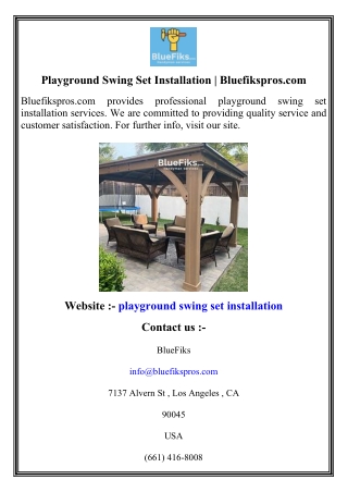 Playground Swing Set Installation   Bluefikspros.com