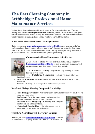 Cleaning Company in Lethbridge