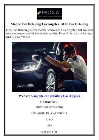 Mobile Car Detailing Los Angeles   Mnv Car Detailing