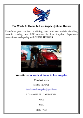 Car Wash At Home In Los Angeles   Shine Heroes