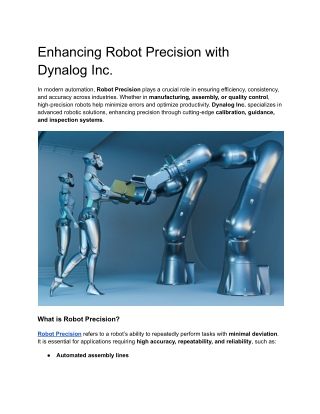 Enhancing Robot Precision with Dynalog Inc