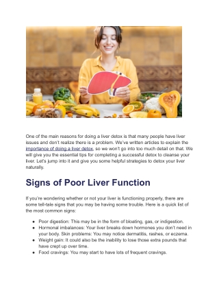 one of the main reasons for doing a liver detox