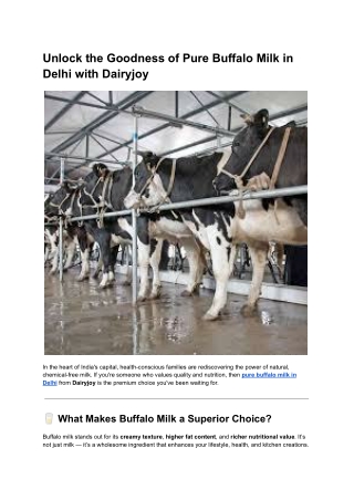Unlock the Goodness of Pure Buffalo Milk in Delhi with Dairyjoy-1