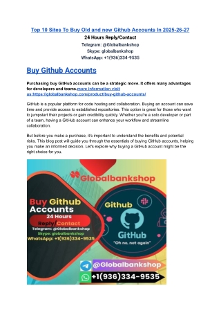 Top 10 Sites To Buy Old and new Github Accounts In 2025-26-27