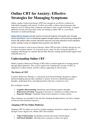 online cbt for anxiety effective strategies