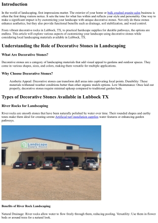Customizing Your Landscape with Unique Decorative Stones