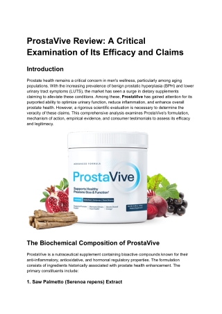 ProstaVive Review: A Critical Examination of Its Efficacy and Claims (2025)