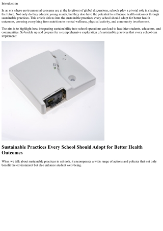 Sustainable Practices Every School Should Adopt for Better Health Outcomes