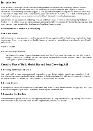 Creative Uses of Bulk Mulch Beyond Just Covering Soil