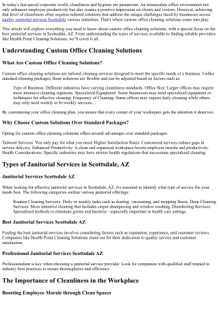 in today s fast paced corporate world cleanliness