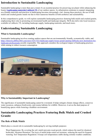 introduction to sustainable landscaping