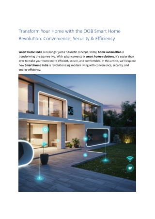1.Transform Your Home with the OOB Smart Home Revolution