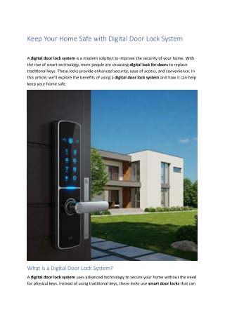 Keep Your Home Safe with Digital Door Lock System