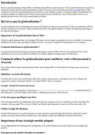 “Comment utiliser la géolocalisation pour améliorer votre référencement à Aveyro