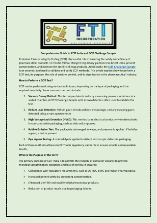 Comprehensive Guide to CCIT India and CCIT Challenge Sample