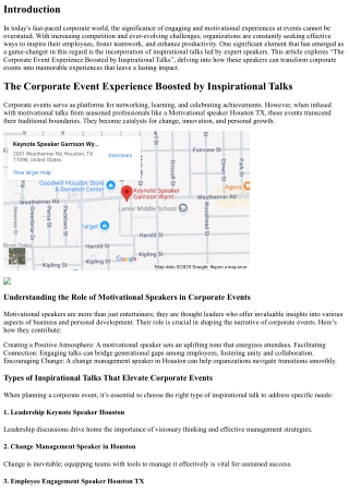 The Corporate Event Experience Boosted by Inspirational Talks