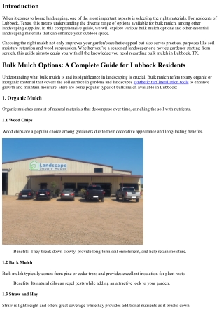 Bulk Mulch Options: A Complete Guide for Lubbock Residents