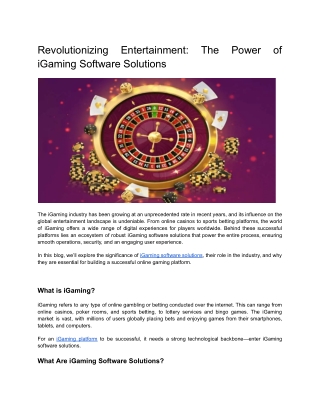Revolutionizing Entertainment_ The Power of iGaming Software Solutions