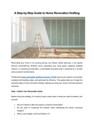 A Step-by-Step Guide to Home Renovation Drafting
