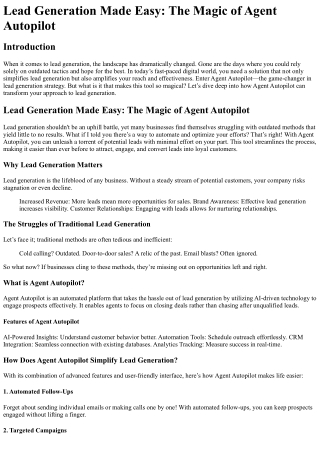 lead generation made easy the magic of agent