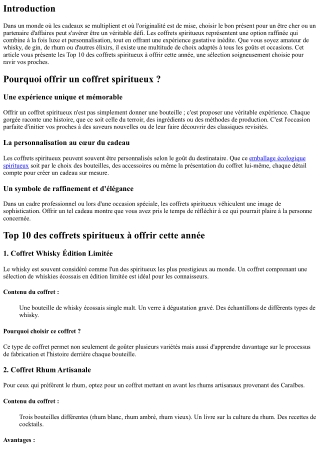 Top 10 des coffrets spiritueux à offrir cette année