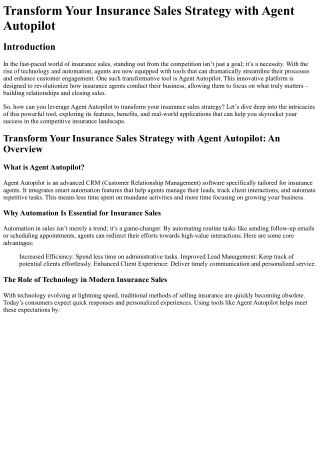 transform your insurance sales strategy with