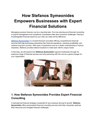 How Stefanos Symeonides Empowers Businesses with Expert Financial Solutions