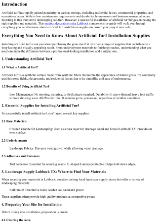 Everything You Need to Know About Artificial Turf Installation Supplies