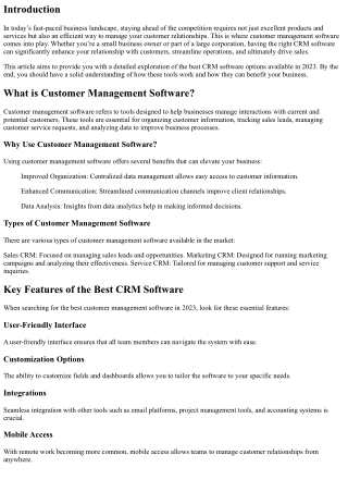 Elevate Your Business: A Comprehensive Guide to the Best Customer Management Sof