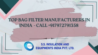Top Bag Filter Manufacturers in India   - Call  917972791358