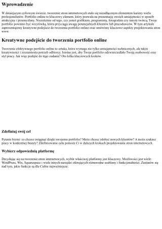 Kreatywne podejście do tworzenia portfolio online