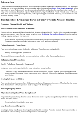 The Benefits of Living Near Parks in Family-Friendly Areas of Houston