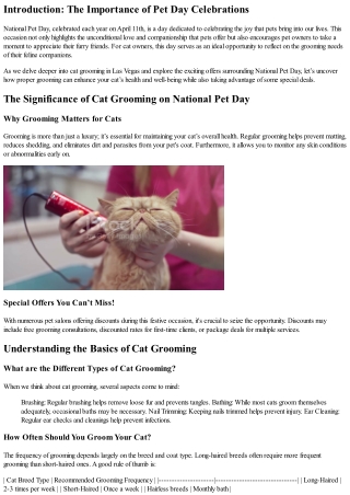 Celebrating National Pet Day with Special Offers on Feline Grooming!