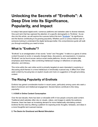 Unlocking the Secrets of _Erothots__ A Deep Dive into Its Significance, Popularity, and Impact