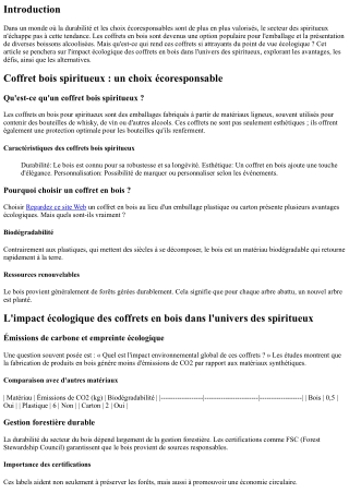 L'impact écologique des coffrets en bois dans l'univers des spiritueux