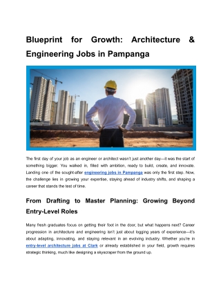 Blueprint for Growth: Architecture & Engineering Jobs in Pampanga