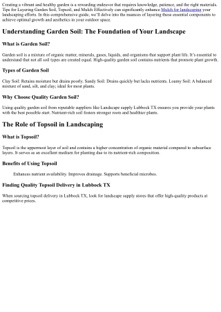 Tips for Layering Garden Soil, Topsoil, and Mulch Effectively