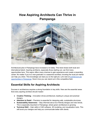 how aspiring architects can thrive in pampanga