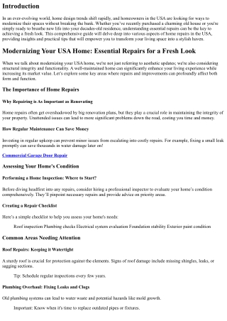 Modernizing Your USA Home: Essential Repairs for a Fresh Look