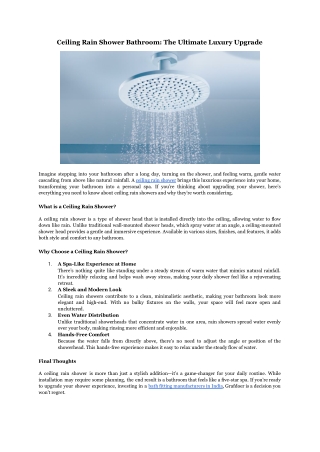 Ceiling Rain Shower Bathroom_ The Ultimate Luxury Upgrade